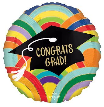 Congrats Grad Rainbows All Around Foil Balloon
