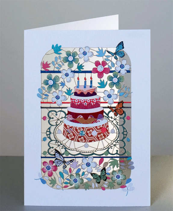 Happy Birthday - Cake & Flowers Card