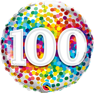 100th Birthday Rainbow Confetti 18" foil balloon 