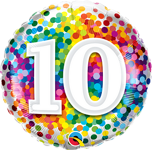 10th Birthday Rainbow Confetti Foil Balloon