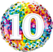 10th Birthday Rainbow Confetti Foil Balloon