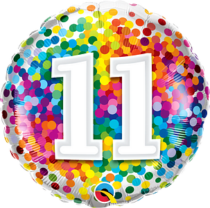 11th Birthday Rainbow Confetti Foil Balloon
