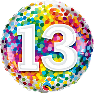 13th birthday rainbow confetti dotted 18" foil balloon