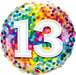 13th birthday rainbow confetti dotted 18" foil balloon