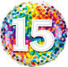 15th Bithday Rainbow Confetti Dotted 18" Foil balloon for 15th birthday party