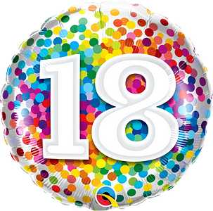 18th birthday rainbow confetti dotted foil balloon
