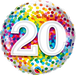 20th birthday rainbow confetti dotted foil balloon