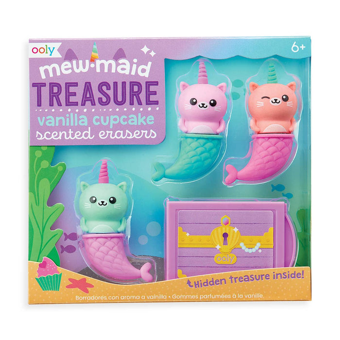 Ooly Mewmaid Treasure Scented Erasers - 4 PC Set
