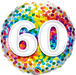 Rainbow confetti dotted 18" foil balloon for 60th birthday