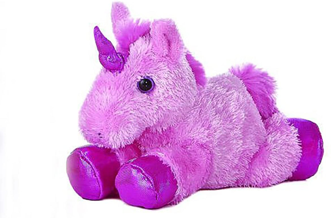 Aurora Mini Flopsie Unicorn stuffed animal in bright purple colours