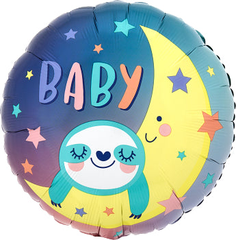 Sleeping baby sloth 17" foil balloon perfect for baby shower in pastel colours 