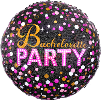 Holographic Foil Balloon Bachelorette Party black gold silver & pink jumbo foil balloon