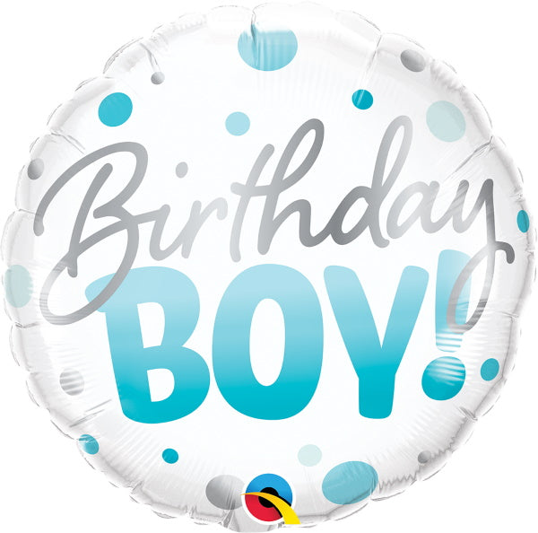 Birthday Boy! Blue Dots Foil Balloon