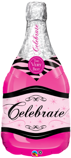 Celebrate Pink Bubbly Wine Champagne Large Foil Balloon 39"