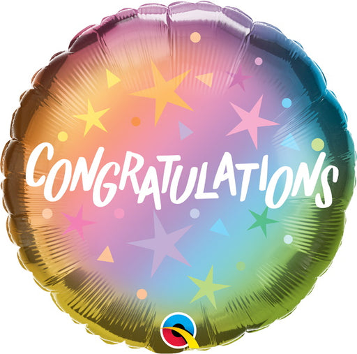 Congratulations Pastel Ombre Stars Foil Balloon