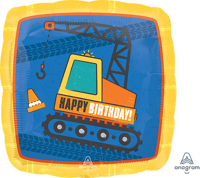 Construction Happy Birthday Foil balloon for construction themed birthday party