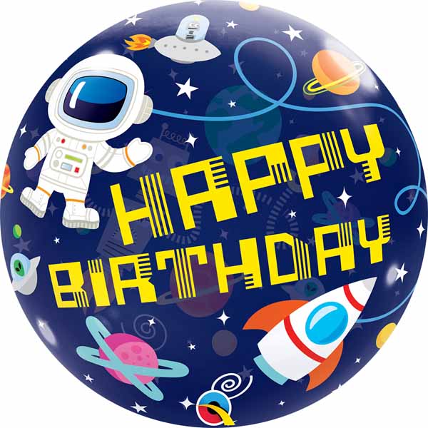 Happy Birthday Qualatex Bubble Balloon Astronaut Outer Space Birthday Party