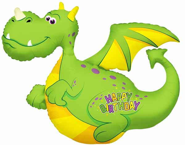 Kaleidoscope - Happy Birthday Dragon Extra Large Foil Balloon 36"