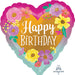 Happy Birthday Hearts & Flowers Heart Shaped Balloon