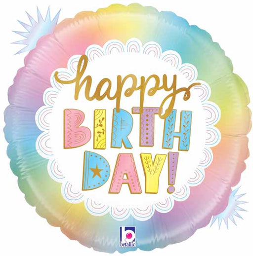 Happy Birthday Pastel Holographic Foil Balloon