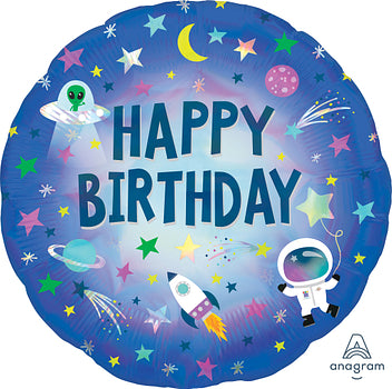 Happy Birthday Little Astronaut Outer Space Foil Balloon