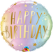 Happy Birthday Pastel Ombre with Gold stars foil balloon