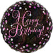 Happy Birthday Holographic Pink & Black 18" foil balloon