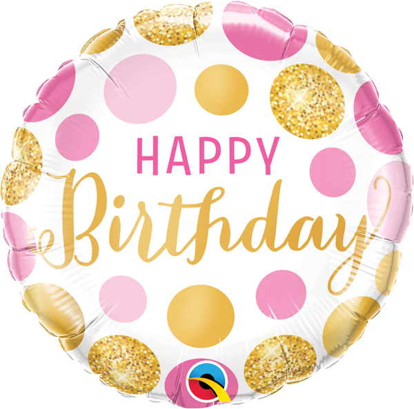Happy Birthday Pink & Gold Dots Foil Balloon
