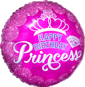 Happy Birthday Princess Crown & Gem Foil Balloon