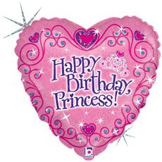 Betallic - Happy Birthday Princess Holographic Heart Foil Balloon 18"