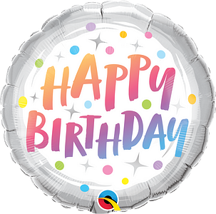 Happy Birthday Pastel Rainbow Dots 18" foil balloon