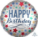 Happy Birthday Satin Luxe Foil balloon with colourful stars