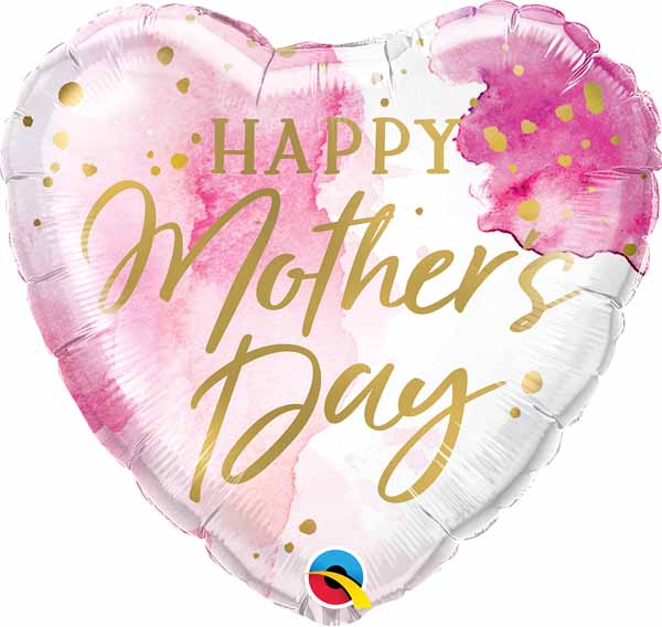 Qualatex - Happy Mother's Day Pink Watercolour Foil Balloon 17"