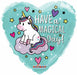 Have a magical day!  Unicorn on heart shaped foil balloon