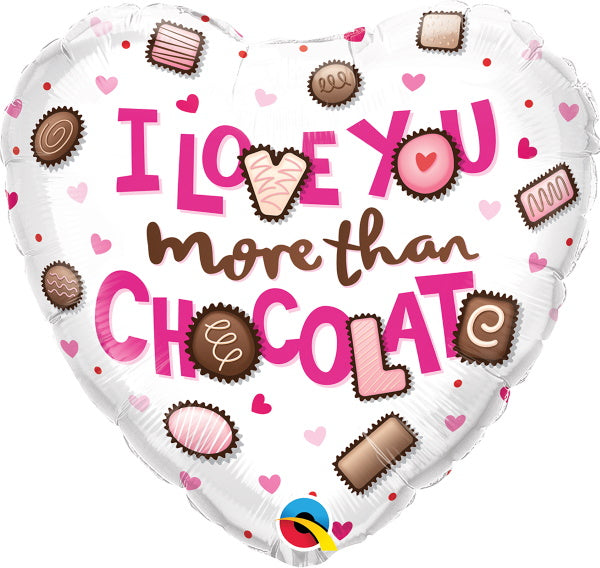 Qualatex - I Love You More Than Chocolate Heart Shaped Foil Balloon 18"