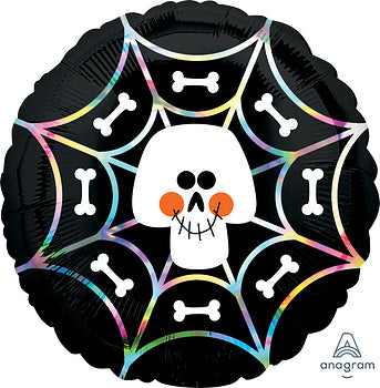 Iridescent Skull & Spiderweb Foil Balloon