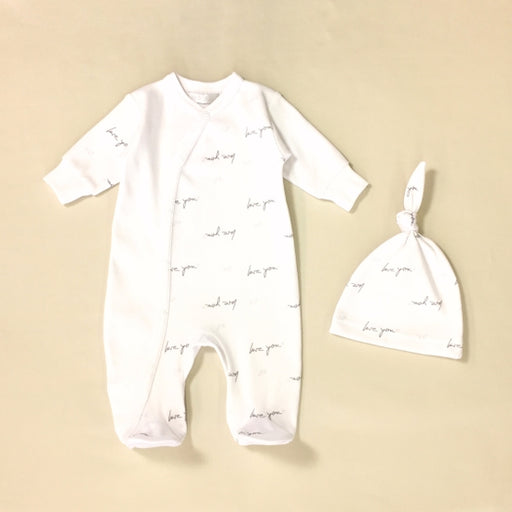 Love You Layette Set for Baby 3-6 Month Size White with Silver Writing 100% Cotton Made in Canada