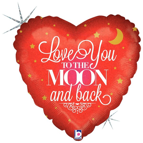 Love you to the moon and back heart shaped foil balloon