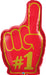 Number one fan large 37" foil balloon - red and gold with single finger in the air