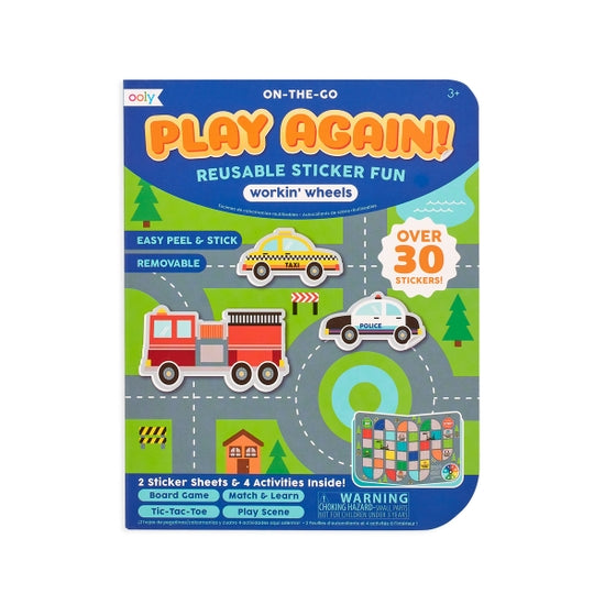 Ooly Play Again!  Workin' Wheels On-The-Go Reusable Sticker Activity Pack