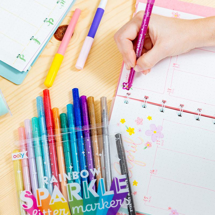 Ooly Rainbow Sparkle Glitter Markers Writing Examples