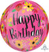 Orbz Happy Birthday Pink Floral Balloon