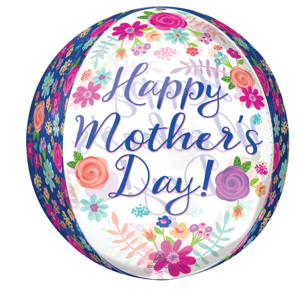 Happy Mother's Day Floral See-Thru Orbz Balloon