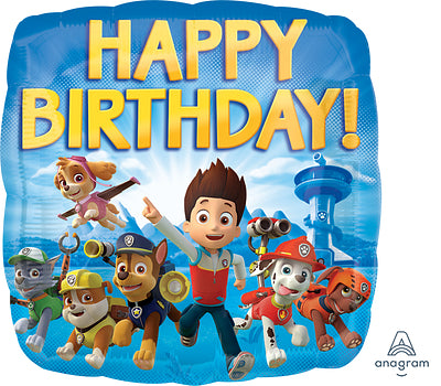 Paw Patrol Happy Birthday 17" Foil Balloon with Ryder Chase Marshall & Skye