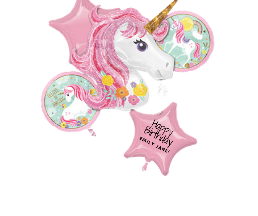Personalized Magical Unicorn Balloon Bouquet