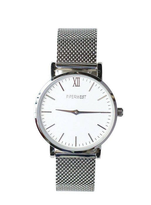Piperwest Silver Mini Mesh Minimalist Ladies Wrist Watch