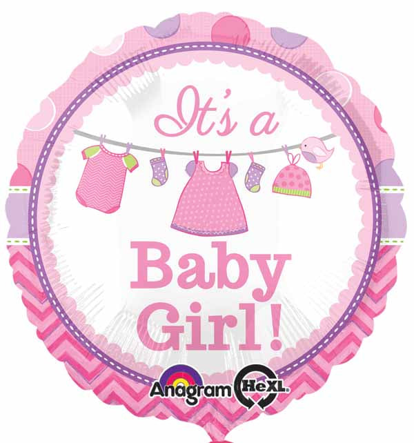 Shower With Love It's a Baby Girl Foil Balloon