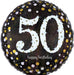 Sparkling Happy Birthday Holographic 50th birthday 18" foil balloon in black and gold