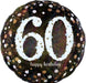 Sparkling Holographic 60th birthday balloon in black and gold