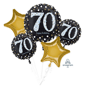 Anagram Sparkling 70th Birthday Balloon Bouquet